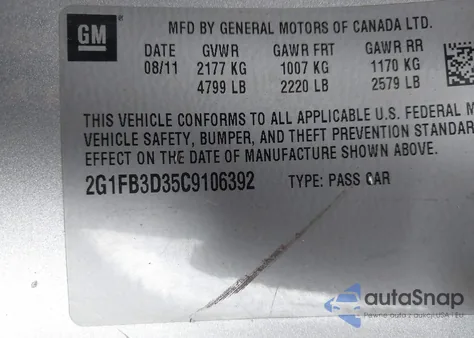 2012 Chevrolet Camaro 1Lt from USA, damaged, VIN 2G1FB3D35C9106392